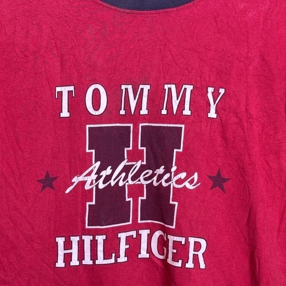 Vintage VTG Mens Tommy Hilfiger Red Short Sleeve T-Shirt Size XL Made in USA Tag - Picture 2 of 4
